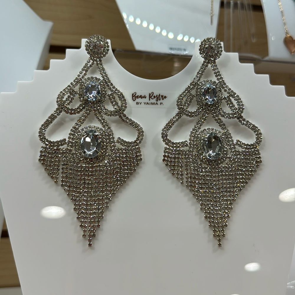 Exaggerated Silver Earrings Lightweight - image 1